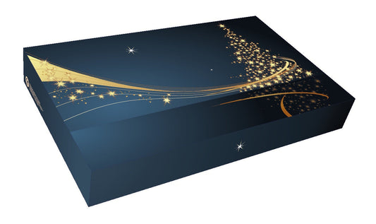 Vánoční krabička modrá, stromek  36x22x5cm