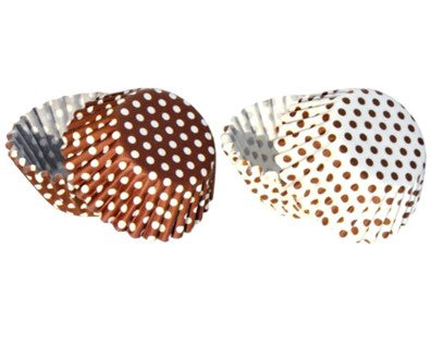 Košíčky na pralinky Alvarak, Bílé a hnědé s puntíky (50ks)