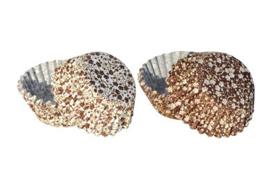 Košíčky na pralinky Alvarak, Hnědé bílé květy (50ks)