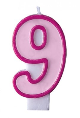 Svíčka růžová číslo 9