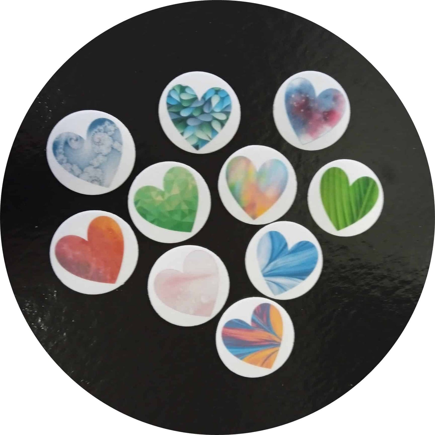 Dekorace z jedlého papíru, terčíky valentýn 3 (10ks)