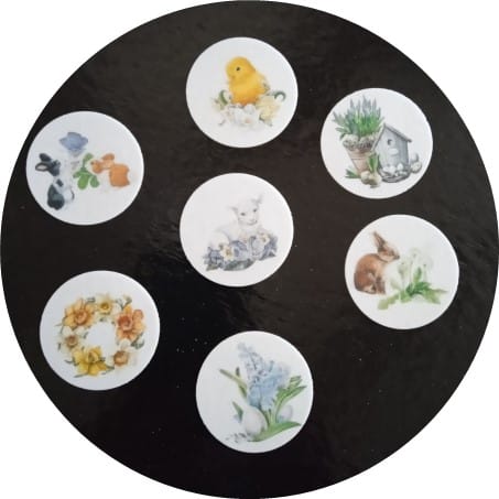 Dekorace z jedlého papíru, terčíky velikonoce 3 (7ks)