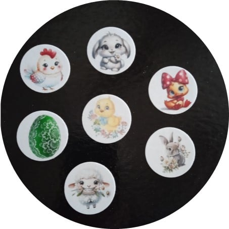 Dekorace z jedlého papíru, terčíky velikonoce 1 (7ks)