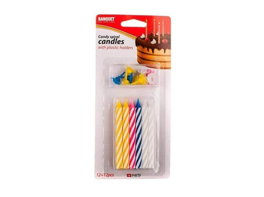 Svíčka dortová 6cm 12ks + držáky PARTY barevné