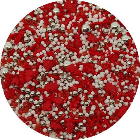Cukrové zdobení červené stromečky mix, 20g