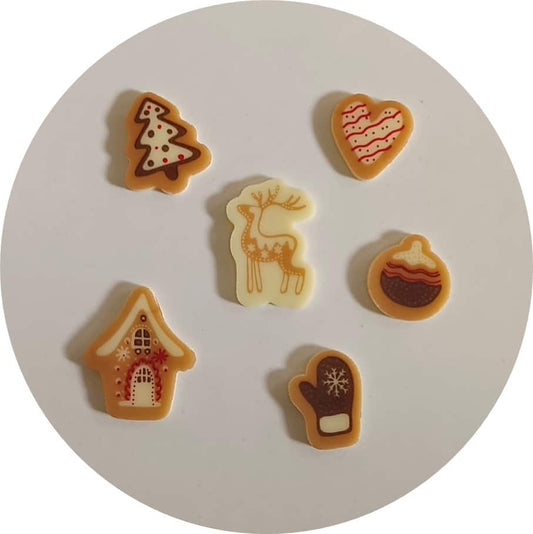 Dekorace z bílé čokolády Vánoce A, 6ks