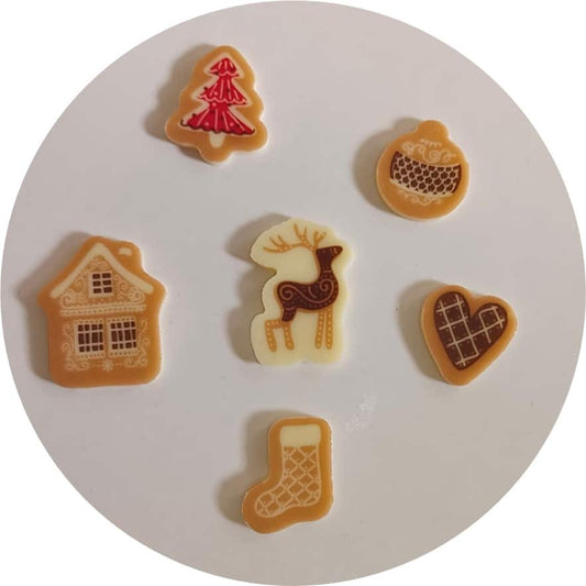 Dekorace z bílé čokolády Vánoce B, 6ks