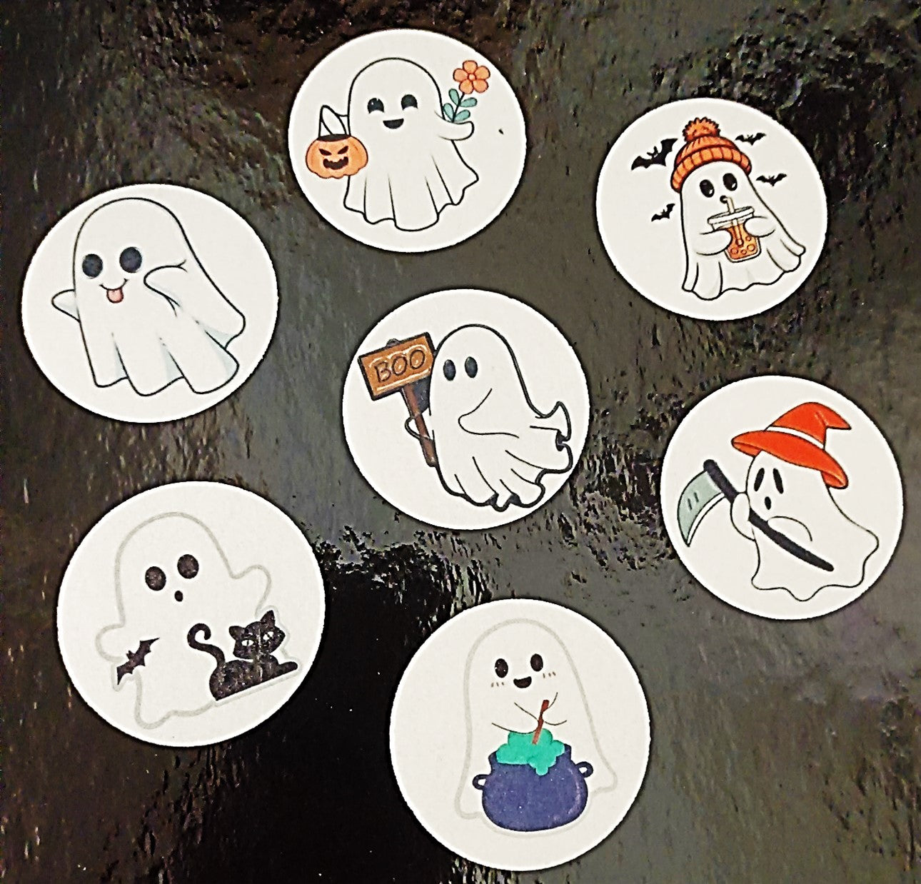 Dekorace z jedlého papíru, terčíky Halloween  STRAŠIDLA (7ks)